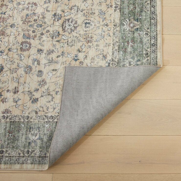 Concept Looms Liberty Cream Green Washable Rug, in 3 Sizes