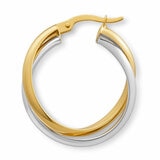 14ct Yellow & White Gold Wave Hoop Earrings 14ct Yellow & White Gold Wave Hoop Earrings