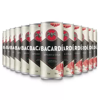 Bacardi Spiced Rum & Cola, 12 x 250ml 