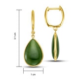 Green Jade Earrings, 14ct Yellow Gold