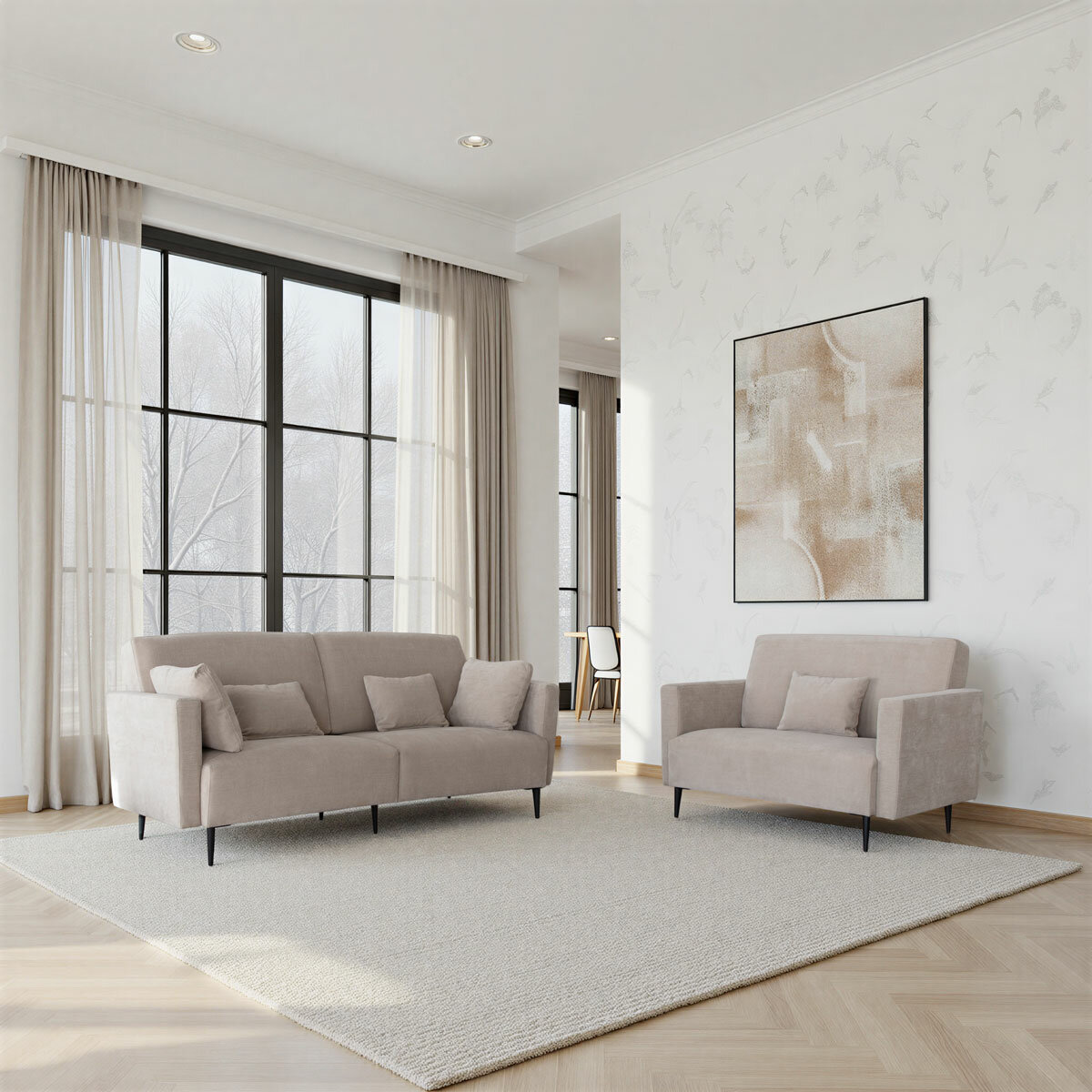 MOONAP Monroe Beige Fabric Loveseat