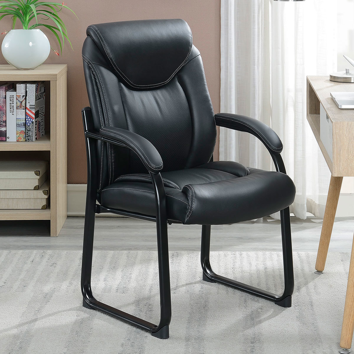 True Innovations Black Bonded Leather Guest Chair Costco Uk