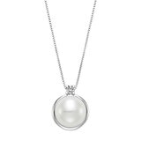 Freshwater 9-10mm Pearl & Diamond 14kt White Gold Pendant