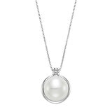 Freshwater 9-10mm Pearl & Diamond 14kt White Gold Pendant