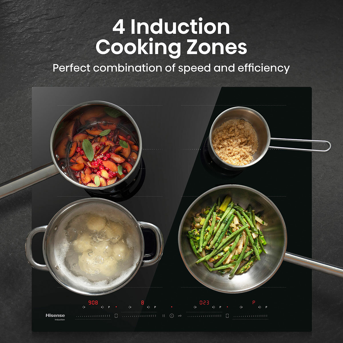 Hisense Hi6 HI6442BSCE 60cm Electric Induction Hob with Area Flex, in Black