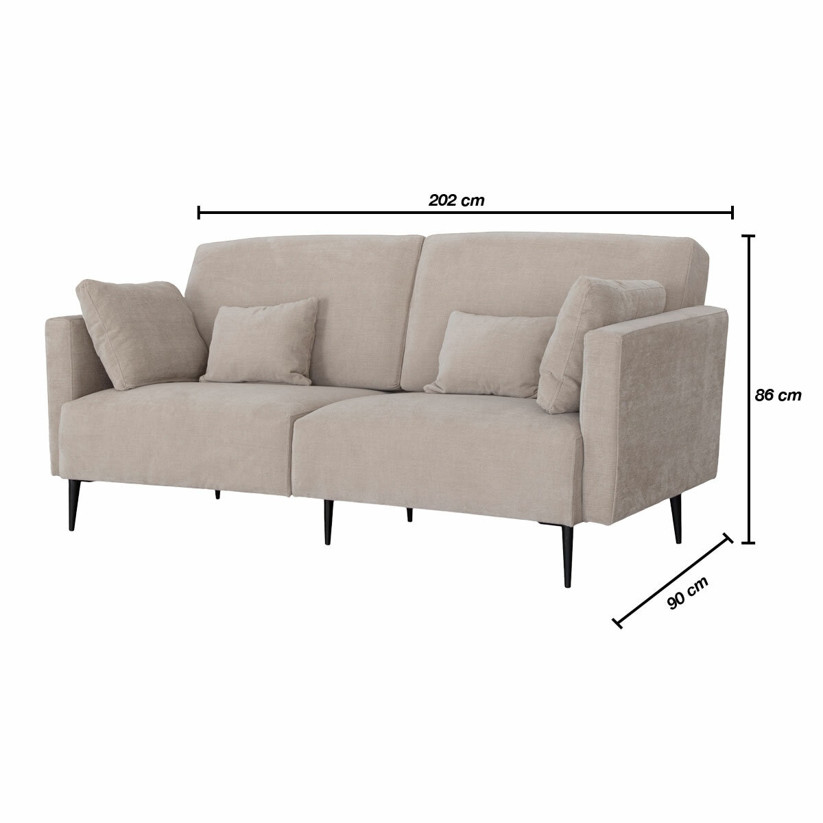 MOONAP Monroe Beige Fabric 3 Seater Sofa