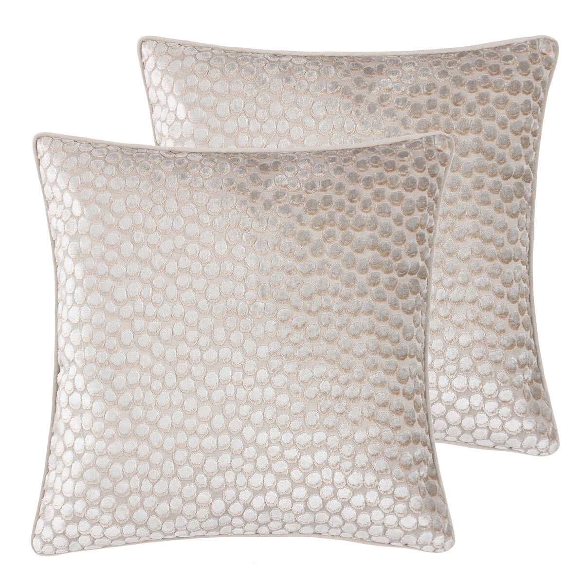 Furn Lanzo Velvet Feather Fill Cushion 2 Pack in Ivory, 45 x 45 cm