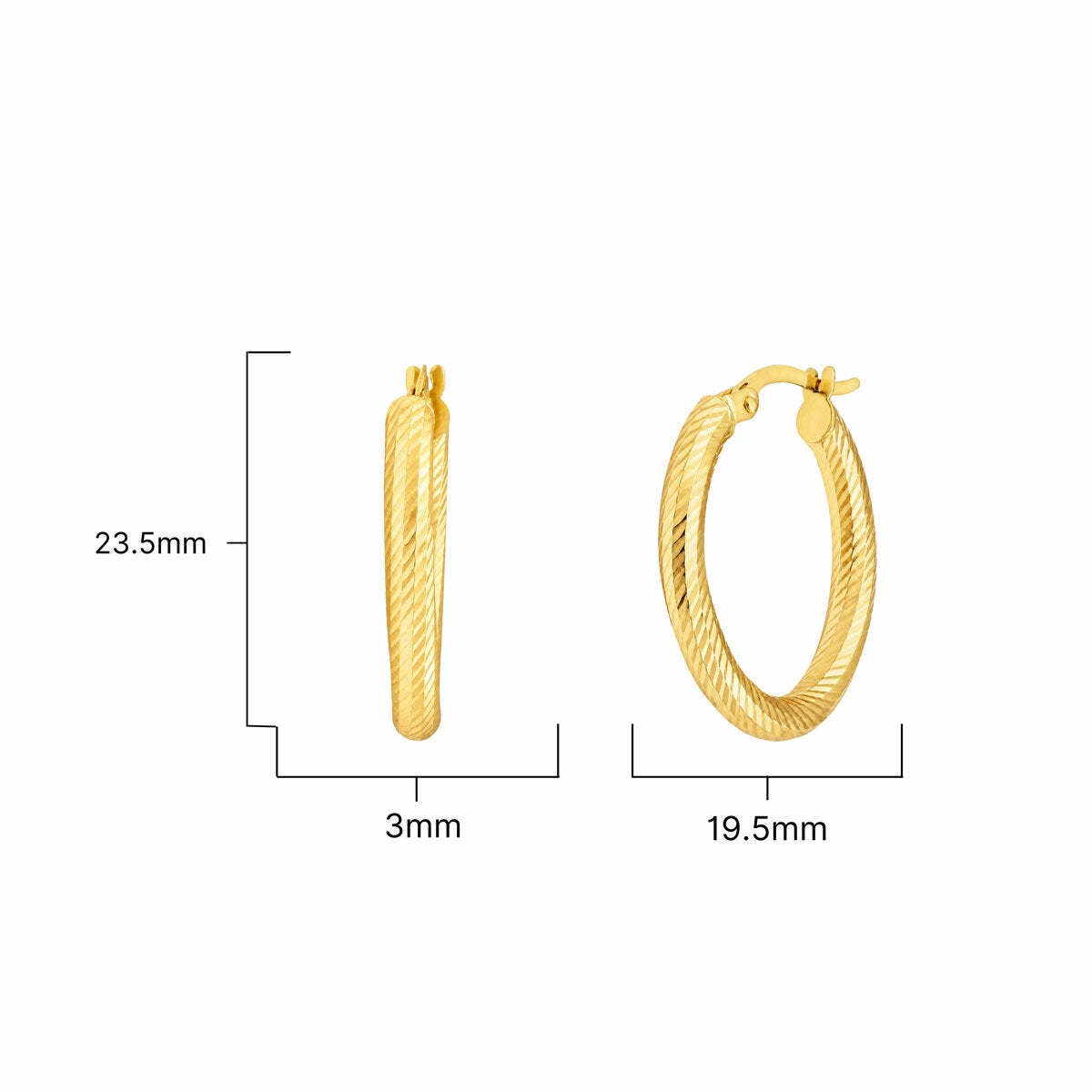 14ct Yellow Gold Textured Oval Hoop Earrings 14ct Yellow Gold Textured Oval Hoop Earrings