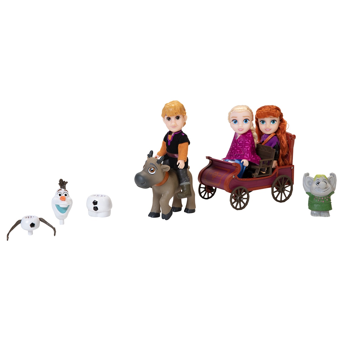 Frozen dolls on white background