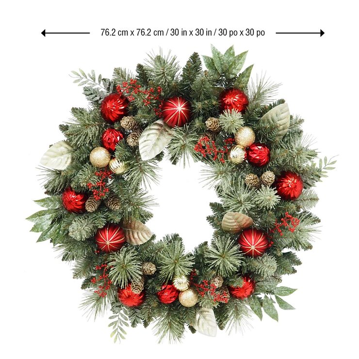 Buy 30in Wreath in Red & Gold Dimensions Image at Costco.co.uk