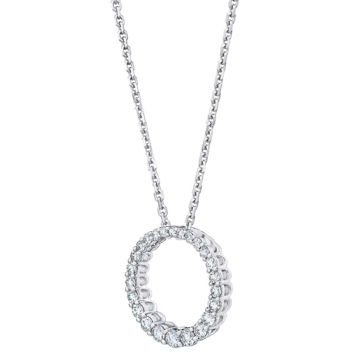 0.50ctw Circle Diamond Pendant, 14k White Gold