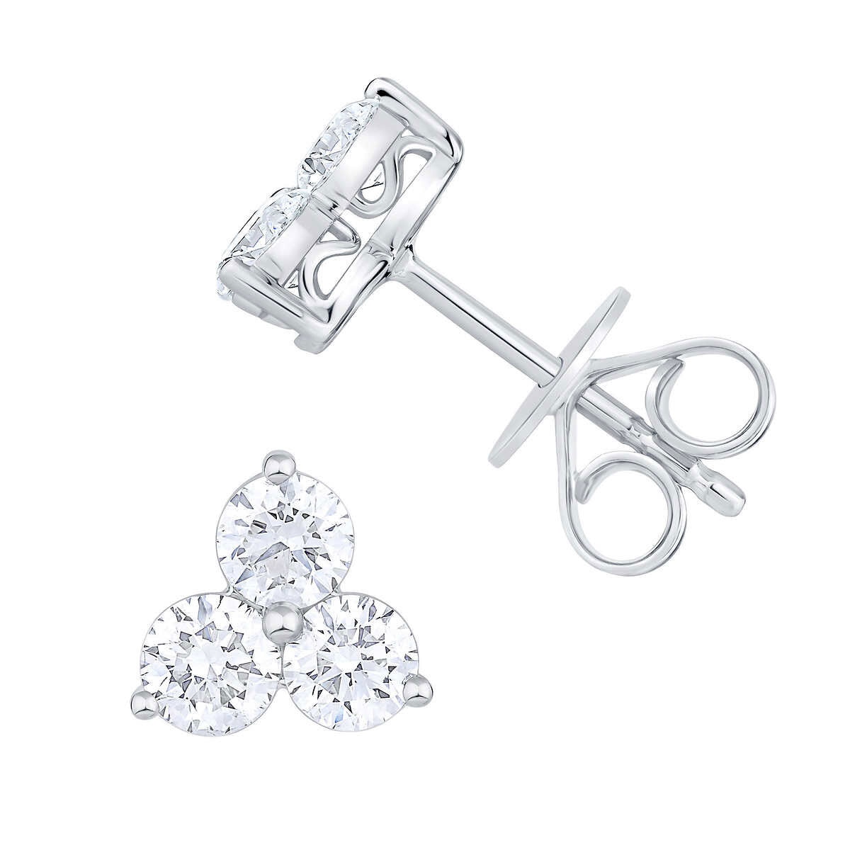 0.85ctw 3 stone earrings