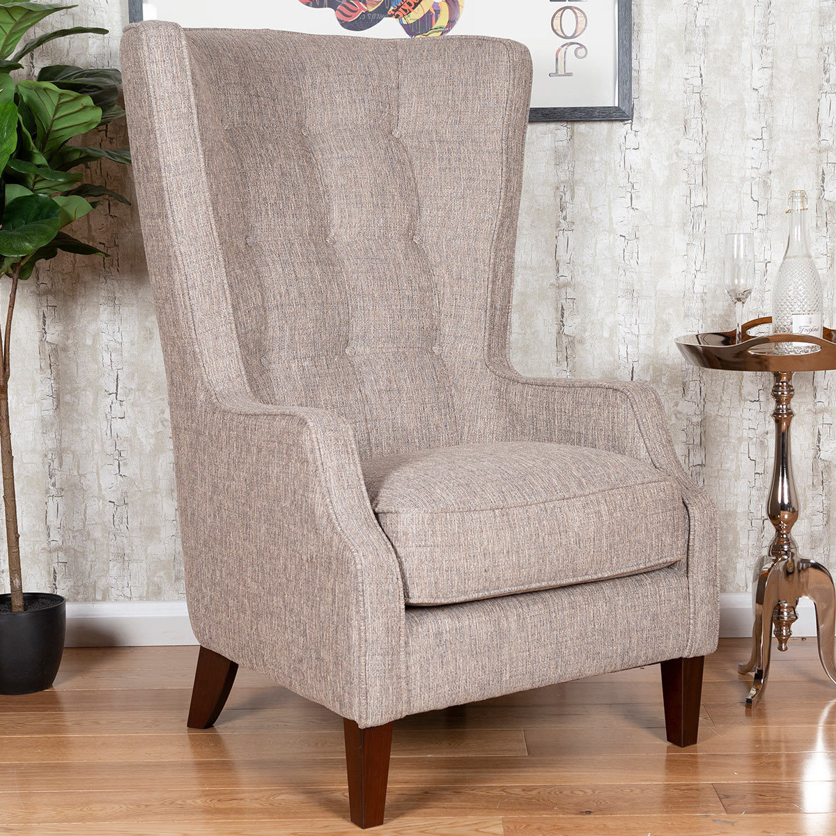 Piper Hamilton Beige Fabric Accent Chair Costco UK