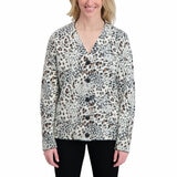 DKNY Ladies Leopard Print Cardigan in Ivory