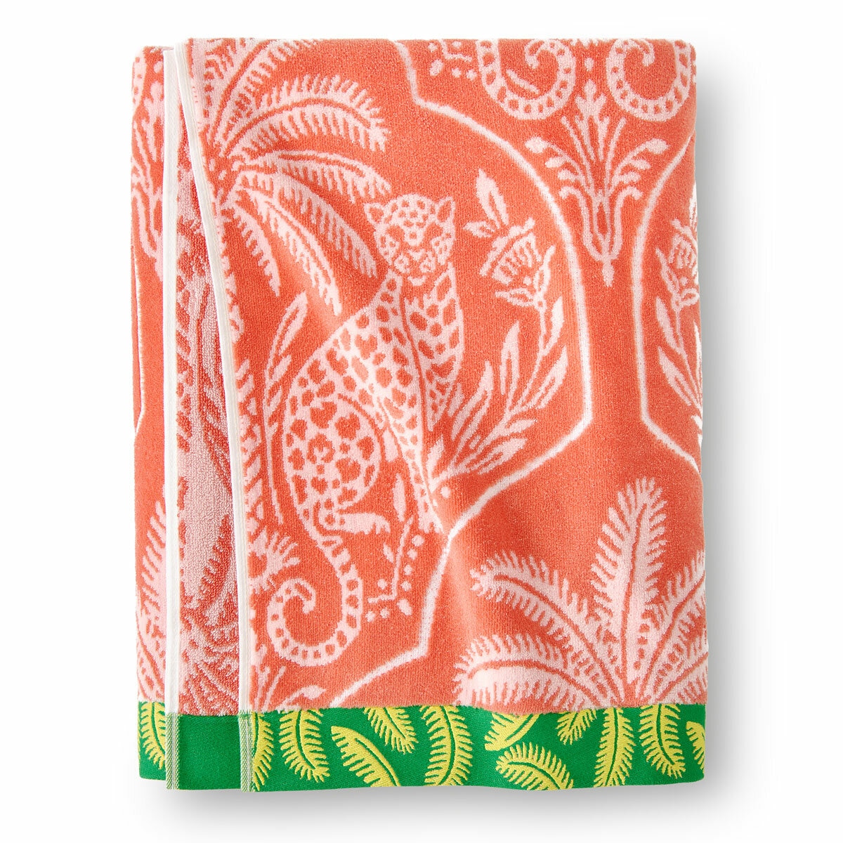 Oversized 100% Cotton Coral Leopard Beach Towel Oversized 100% Cotton Coral Leopard Beach Towel