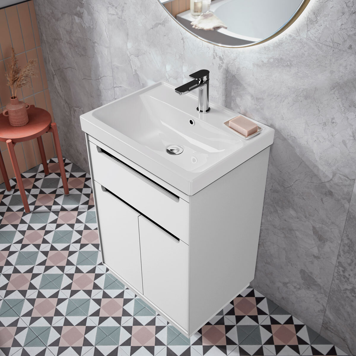 Tavistock Kew 600 Floor Mount with Basin in White at costco.co.uk