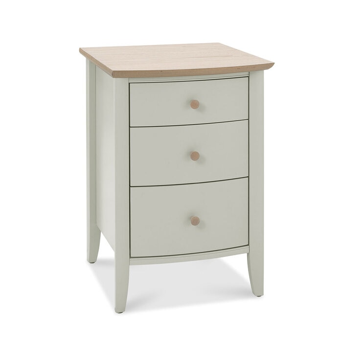 Bentley Designs Whitby Scandi Oak & Soft Grey Three Drawer Nightstand, 2 Pack