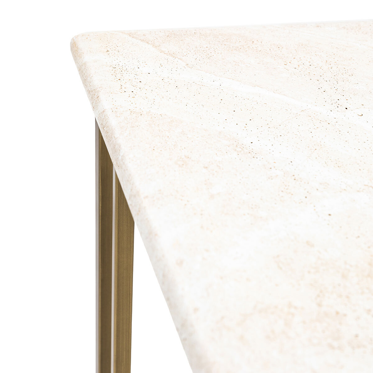 Gallery Moderna White Faux Travertine Sofa Table