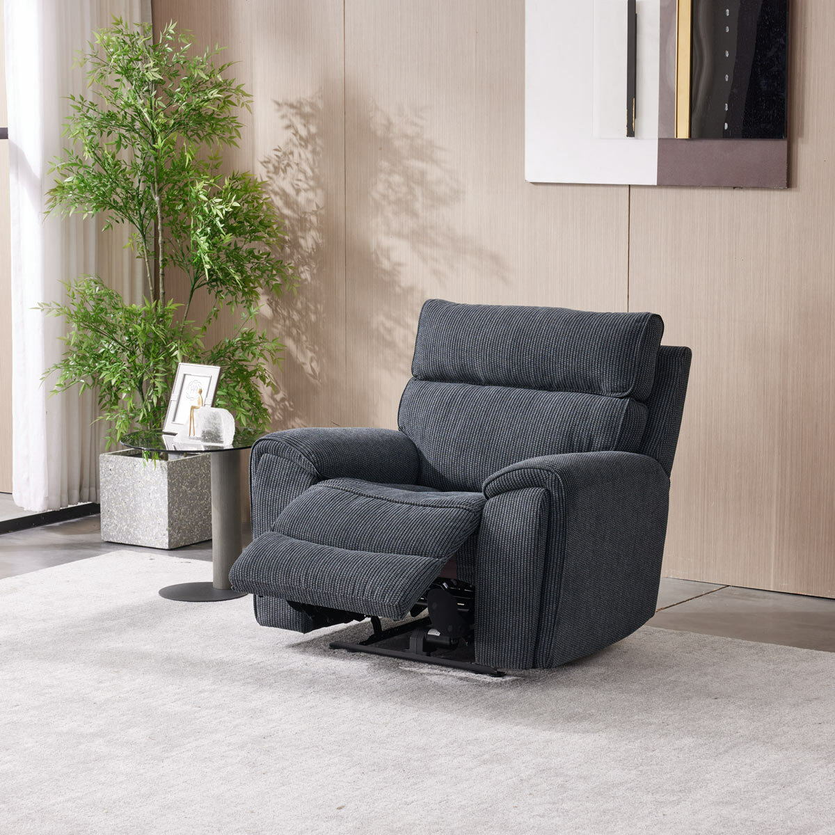 Atlanta Grey Cord Fabric Power Recliner Armchair