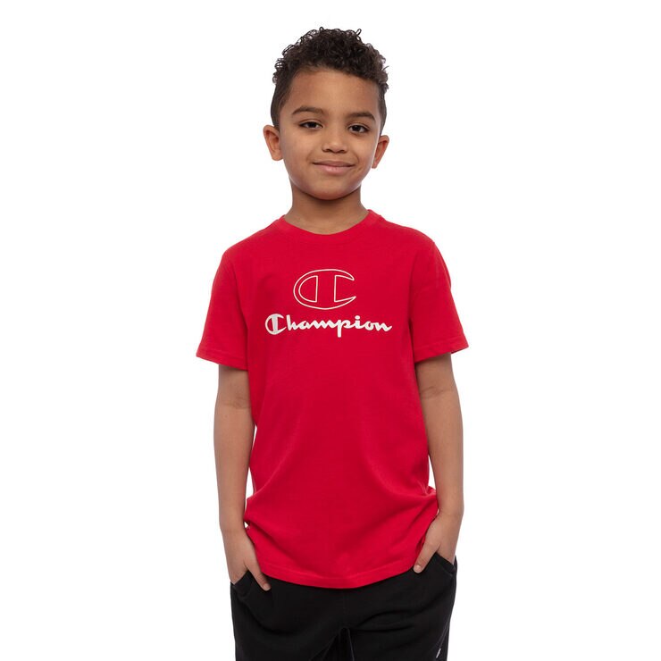 Champion Boy's 2 Pack Short Sleeve T-shirt in Black/Scarlet Champion Boy's 2 Pack Short Sleeve T-shirt in Black/Scarlet