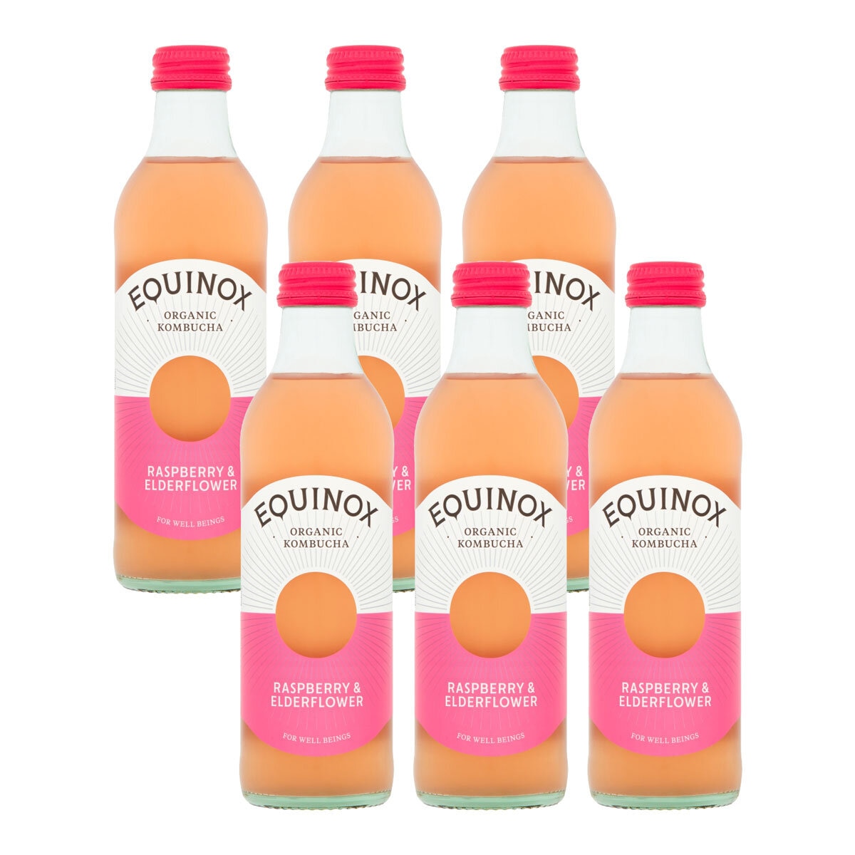 Equinox Organic Kombucha Raspberry & Elderflower, 6 x 275ml
