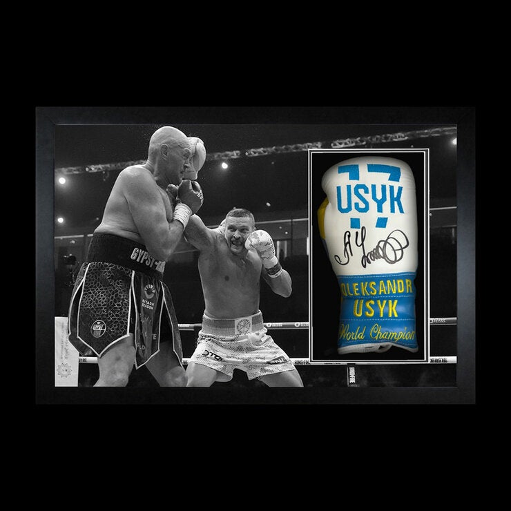 Oleksandr Usyk Signed Framed Boxing Glove in 2 Options: Punch or Standing Oleksandr Usyk Signed Framed Boxing Glove in 2 Options: Punch or Standing