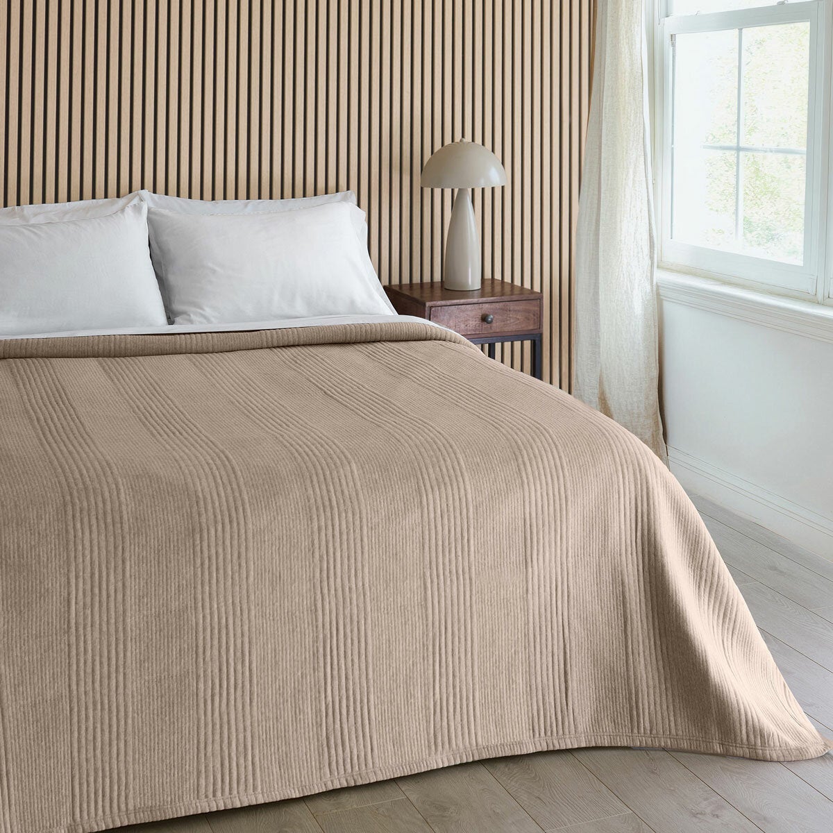 Safdie Cotton Blend Taupe Jersey Blanket, 224 x 234 cm