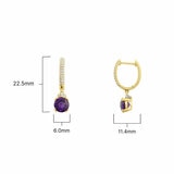 Round Cut Amethyst & 0.24ctw Diamond Earrings, 18ct Yellow Gold Round Cut Amethyst & 0.24ctw Diamond Earrings, 18ct Yellow Gold