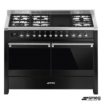 Smeg Opera A4BL-81 120cm Dual Fuel Range Cooker, B Rated in Black