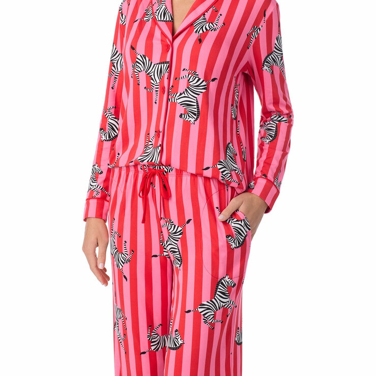 Room Service Ladies Notch Collar PJ Set in Zebra