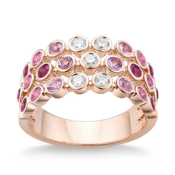 Pink Sapphire & 0.26ctw Diamond Ring, 14ct Rose Gold