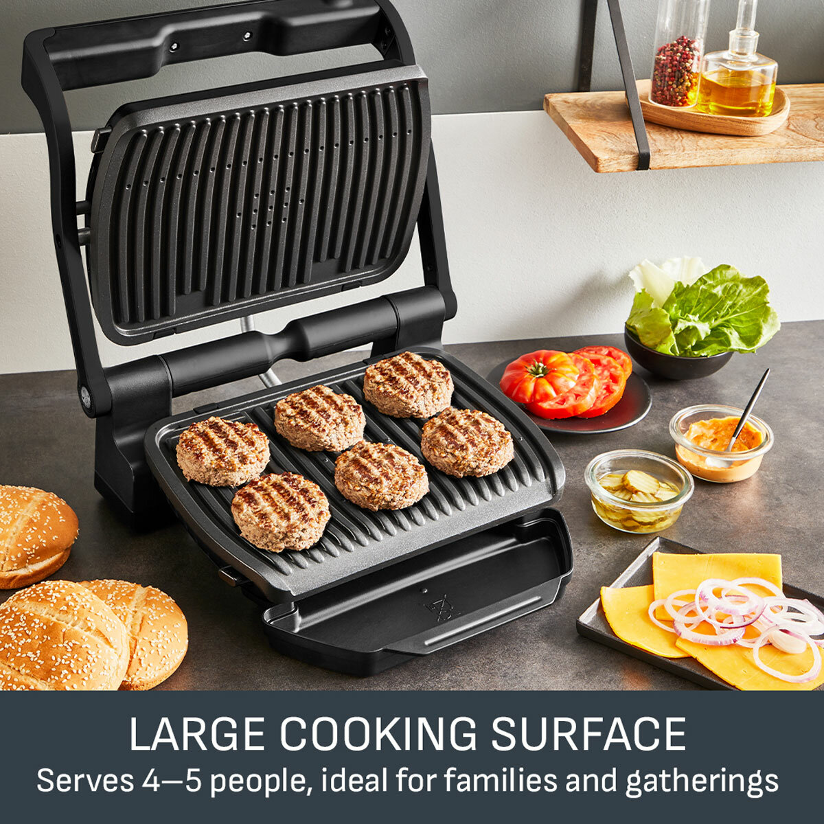 Lifestyle image of Tefal Oprigrill with large cooking surface