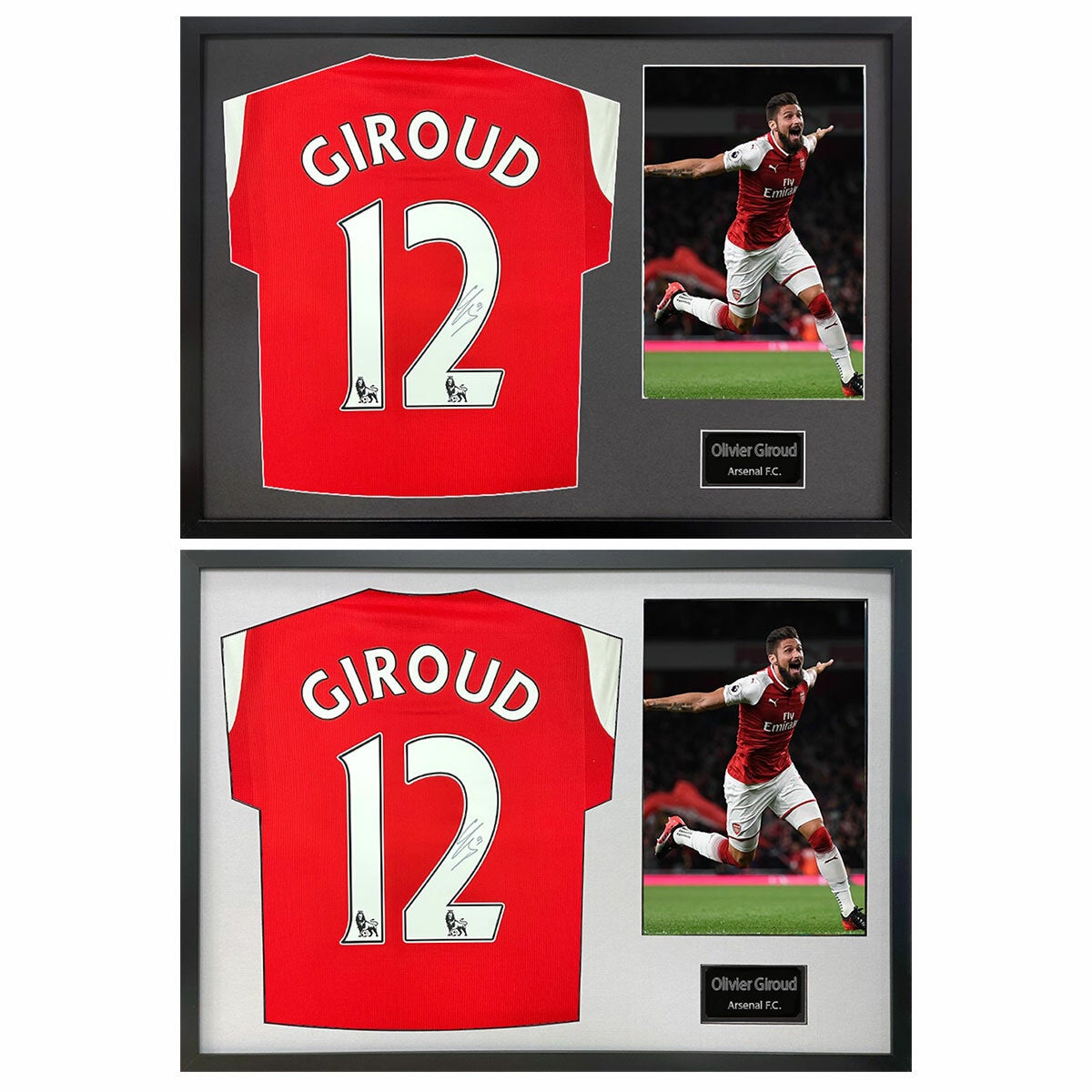 Olivier Giroud Signed Framed Arsenal Football Shirt including 1 Photo in 2 Options: White or Black