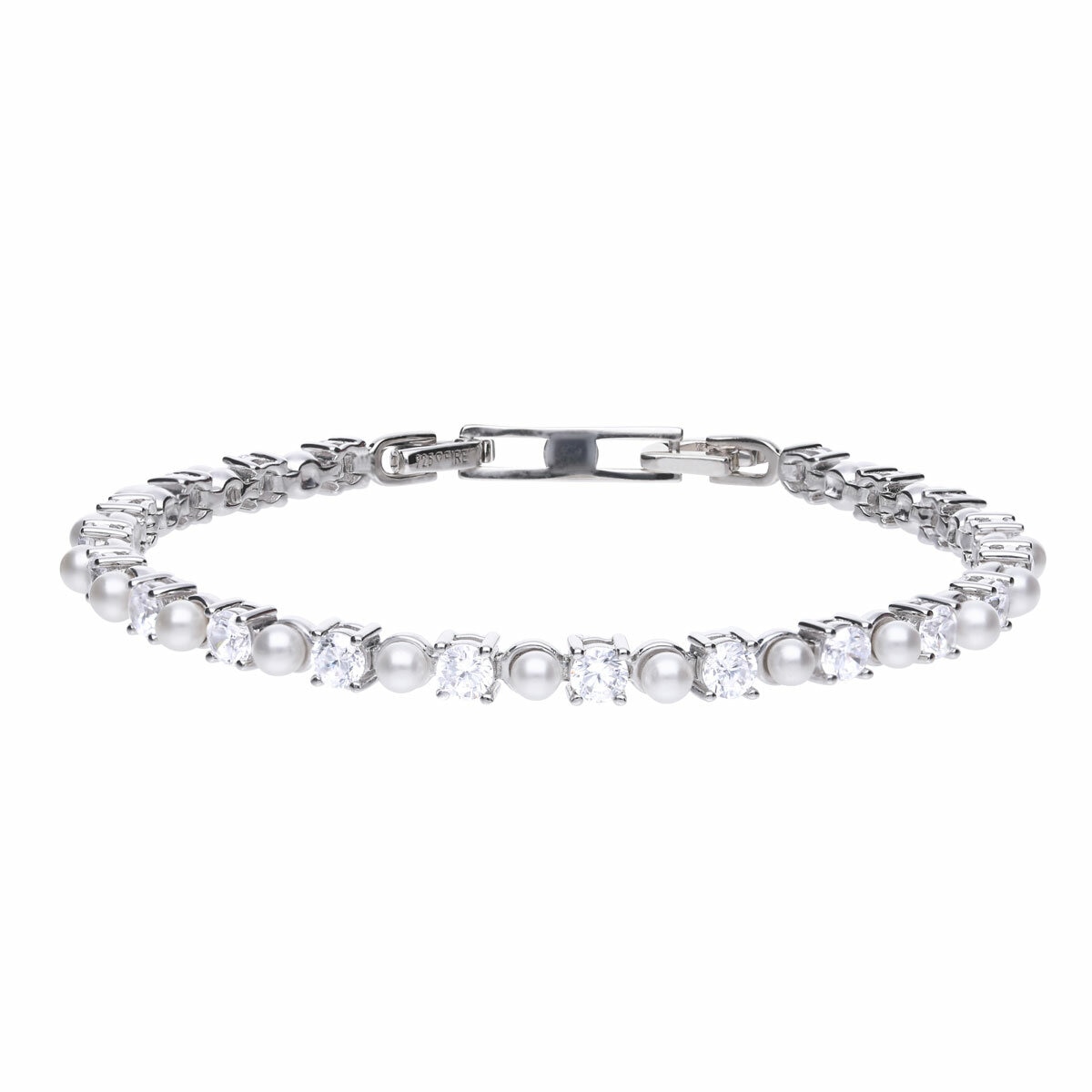 Diamondifre Crystal Pearl and Zirconia Tennis Bracelet Diamondifre Crystal Pearl and Zirconia Tennis Bracelet