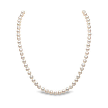 6-6.5mm Cultured Freshwater White Pearl Necklace, 18ct Yellow Gold