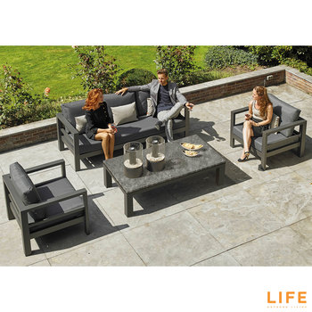 LIFE Outdoor Living Lava 4 Piece Patio Set with Concept Ceramic Coffee Table