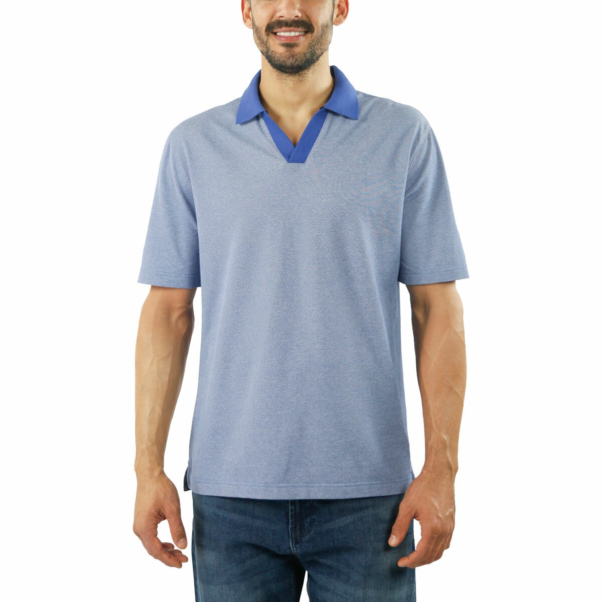 Jachs Mens Lightweight Knit Oxford Polo Shirt