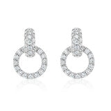 0.80ctw Round Brilliant Cut Diamond Interlocking Circle Earrings, 14ct White Gold