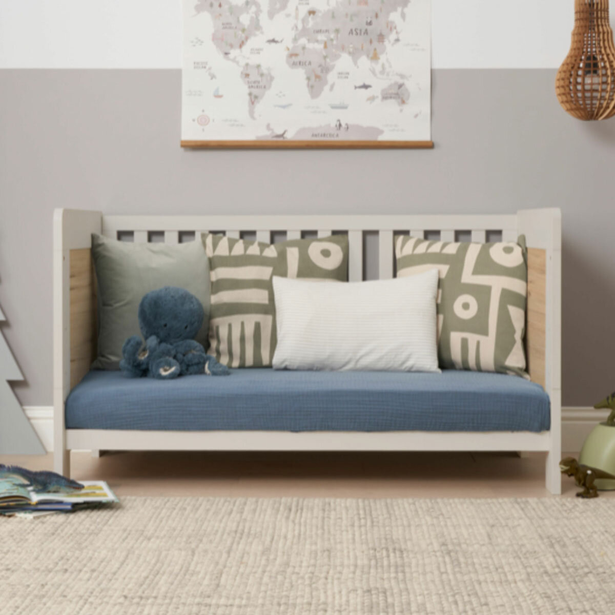 Tutti Bambini Alba Cot Bed with Sprung Mattress, White & Distressed Oak