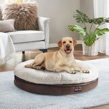 Kirkland Signature Round Pillow Orthopaedic Dog Bed, Brown with Faux Leather