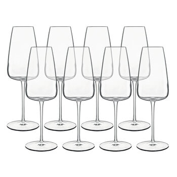 Luigi Bormioli Talismano Crystal Flute Glasses, 8 Pack