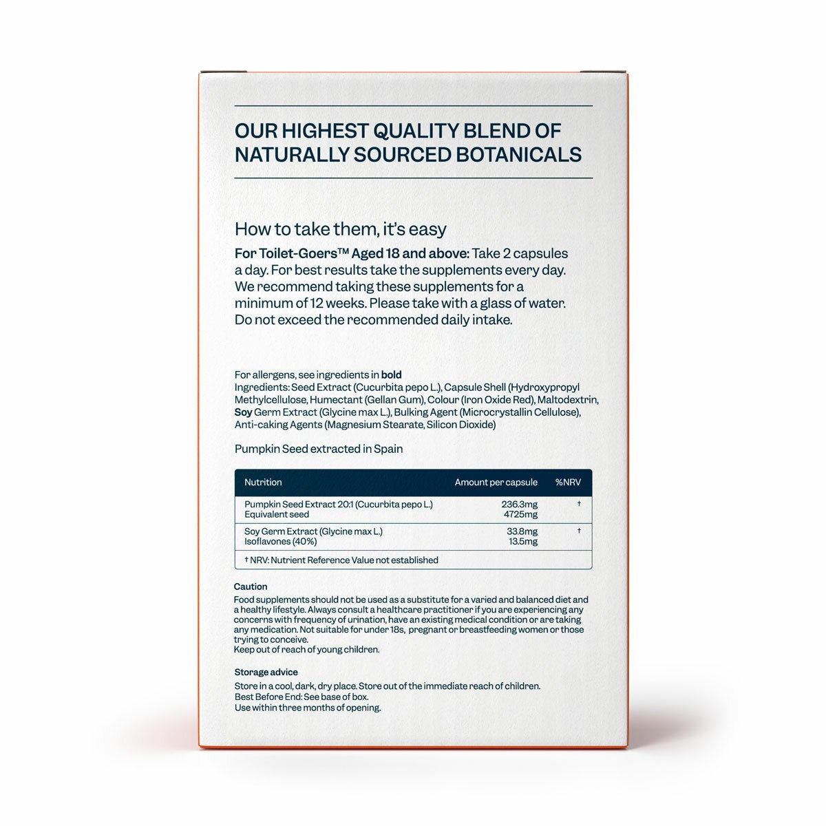 Jude Bladder Health Supplements Nutritional Information
