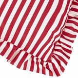 Wylder Millie Ruffle Red Striped Indoor Outdoor Cushion, 50 x 50 cm