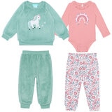 Pekkle 4 Piece Infant Set in Unicorns, 6 Months