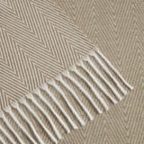 Osprey London Taupe Herringbone Fringed Throw, 140 x 190 cm