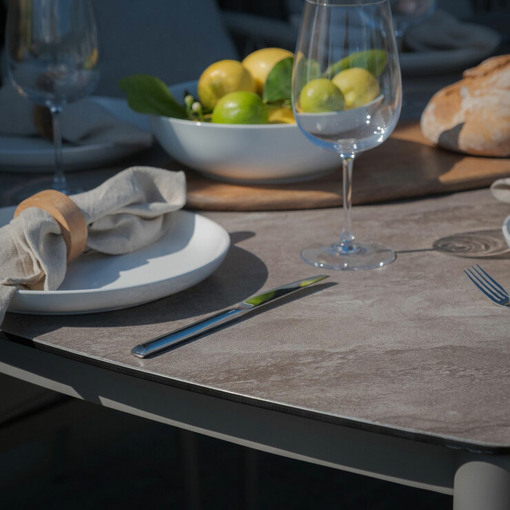 Maze Monaco 9 Piece Dining Set in Cool Linen Maze Monaco 9 Piece Dining Set in Cool Linen