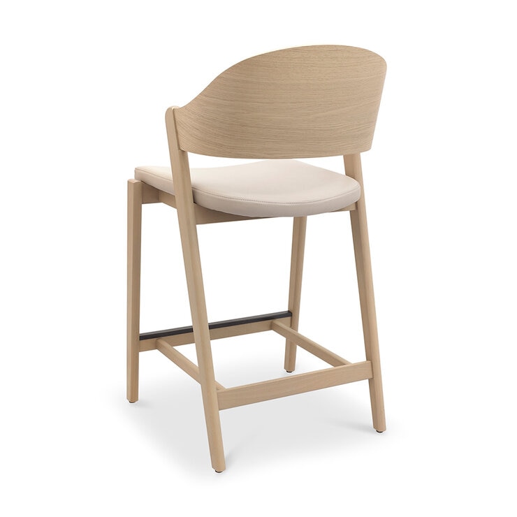 Bentley Designs Vega Scandi Light Oak Beige Leather Bar Stool