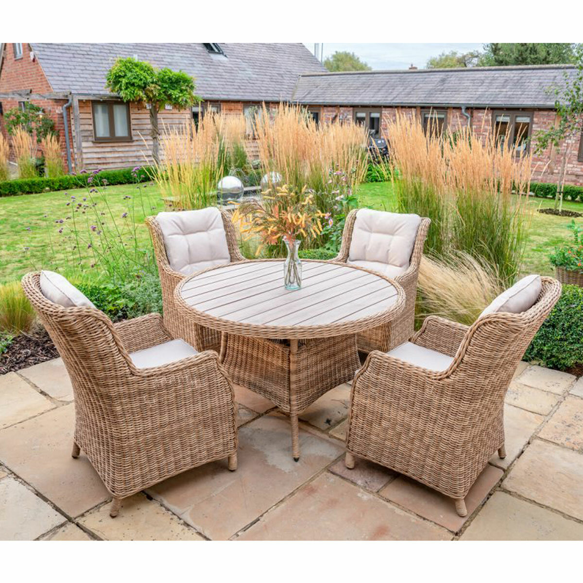 Kettler Hazel 6 Piece Wicker Dining Set with Umbrella