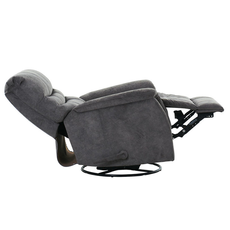 Thomasville Felix Grey Fabric Swivel Glider Recliner Chair