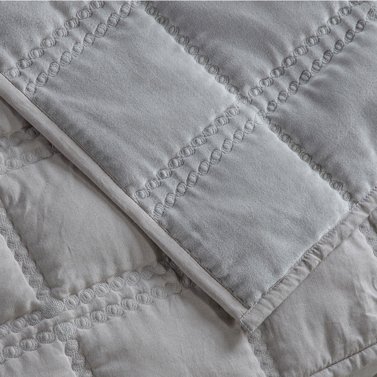 Gallery Quilted Cotton Velvet Bedspread Grey